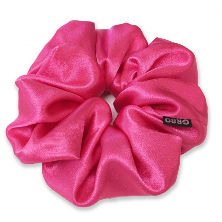 Óriás méretű, prémium minőségű, pink színű szatén selyem scrunchie / hajgumi. Átmérője kb. 16-17 cm
