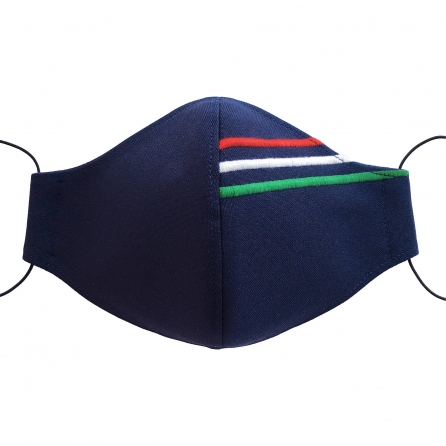 Sötétkék - Hímzett magyar zászlós arcmaszk, szűrővel, orrmerevítővel