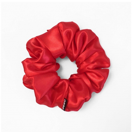 Piros színű, prémium minőségű selyemszatén hajgumi (scrunchie). Átmérője kb. 12 cm