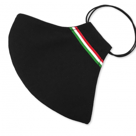 Olasz nemzeti szalagos maszk, 3 rétegű, PP szűrős, fekete színű