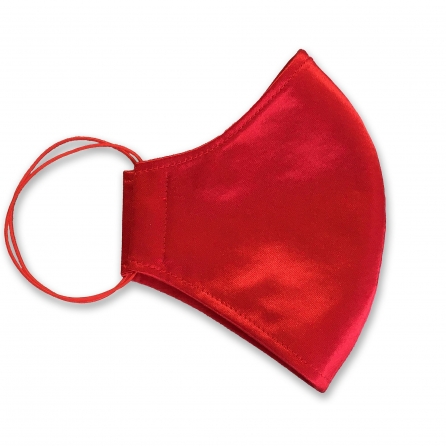 Piros selyem szájmaszk, szűrőbetéttel, állítható fülpánttal