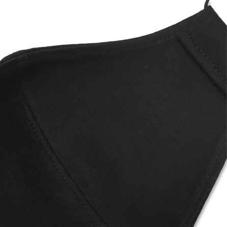 Extra kényelmes, kívül-belül fekete pamut jersey maszk, 4 rétegű