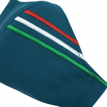 Magyar zászlós maszk. Hímzett trikolor, PP szűrő, orrklipsz. Petrolkék színű